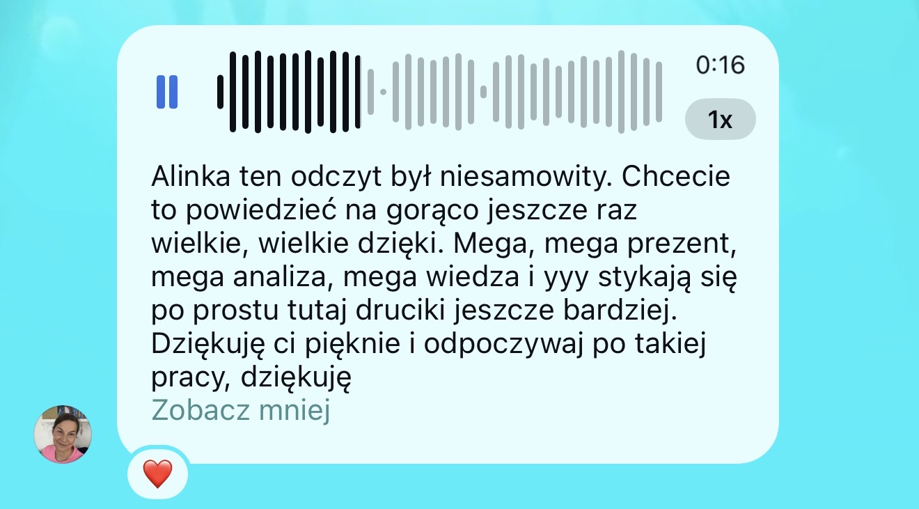 Wiadomość głosowa: ten odczyt był niesamowity, mega analiza i wiedza