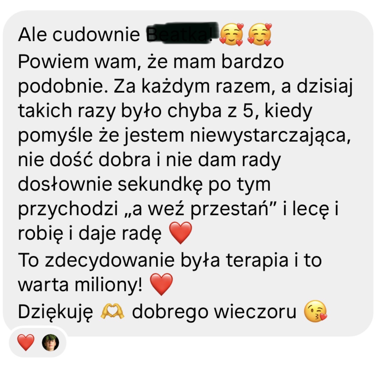 Wiadomość: to zdecydowanie była terapia warta miliony